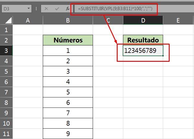 Dígito em Uma Célula no Excel, fórmula