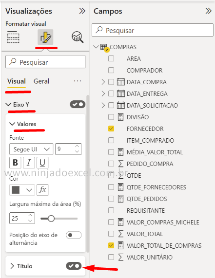 Formatando Visual de barra para o Dashboard no Power BI