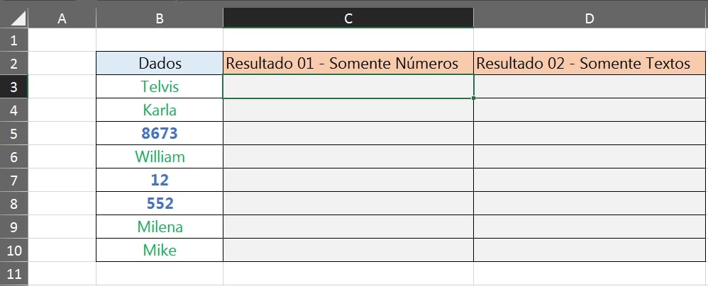 Números e Textos no Excel