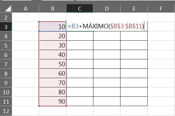 Números em Colunas no Excel, máximo