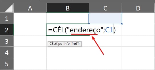 Usar a Função CÉL no Excel, endereço