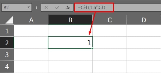 Usar a Função CÉL no Excel, resultado lin