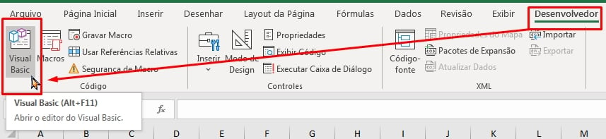 Abrir o Visual Basic no Excel