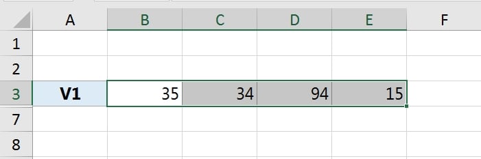 Dados na Horizontal no Excel, seleção