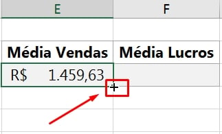 Média Aritmética no Excel, alça de preenchimento