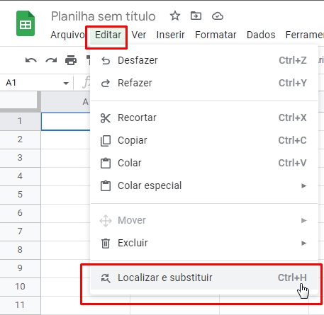 Pesquisar no Google Planilhas, guia editar
