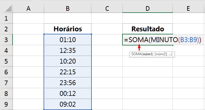 Somar Minutos no Excel, função soma