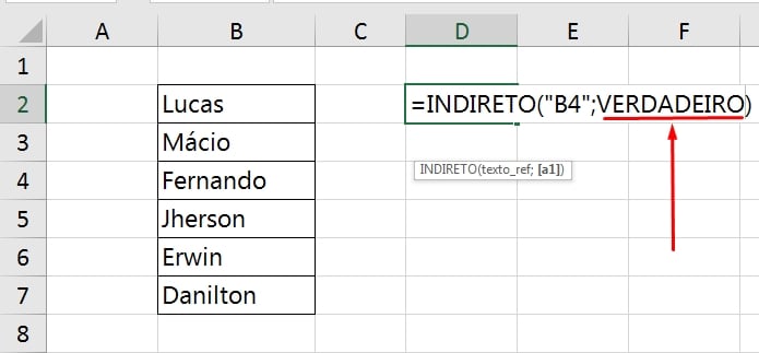 Função Indirect Excel, estilo