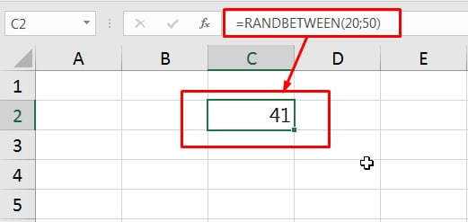 Função RANDBETWEEN no Excel, resultado