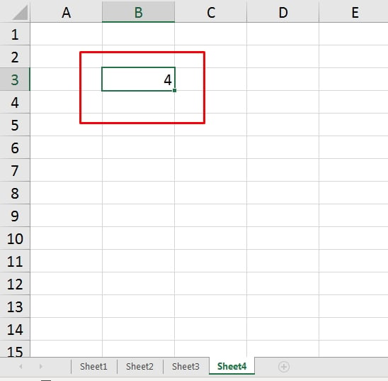 Função SHEET no Excel, 4 abas