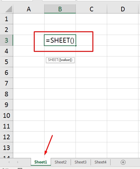 Função SHEET no Excel, primeira aba