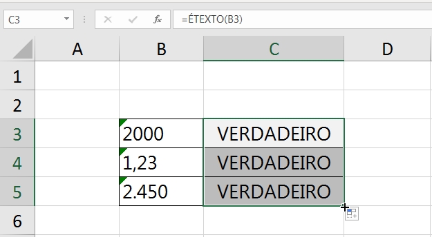 Função VALORNUMÉRICO no Excel, resultado da função étexto