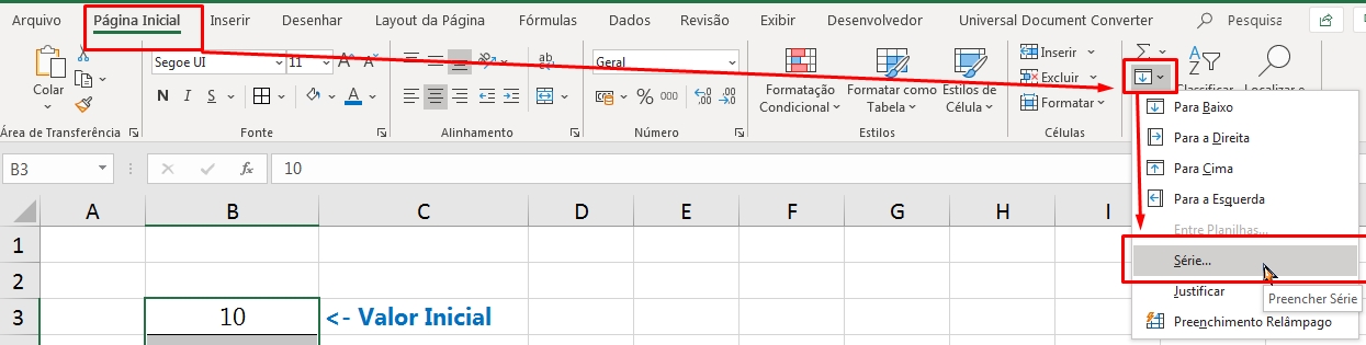Preenchimento em Série no Excel, série
