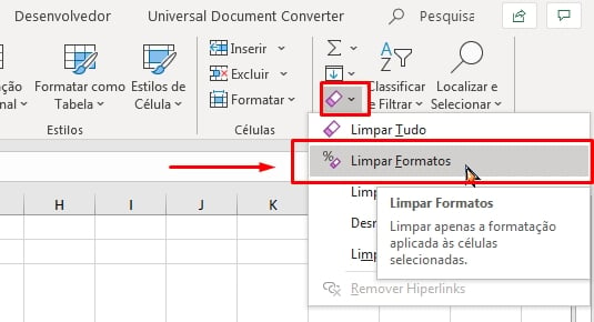 Botão de Limpar do Excel, limpar formatos