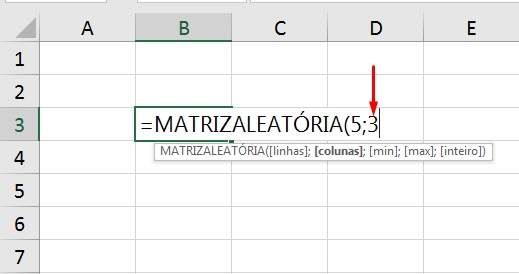 Função MATRIZALEATÓRIA Com Datas, sintaxe colunas