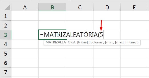 Função MATRIZALEATÓRIA Com Datas, sintaxe linhas