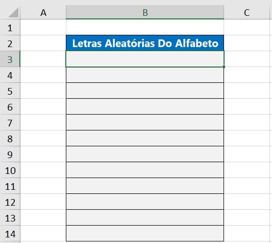 Letras Aleatórias no Excel
