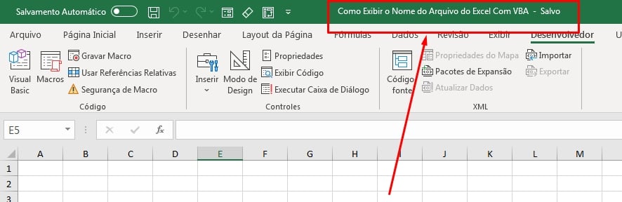 Nome do Arquivo do Excel