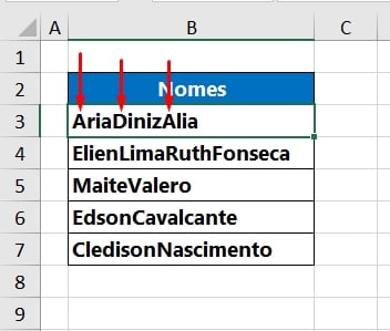 Separar Nomes no Excel, letra