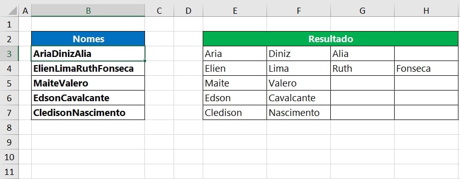 Separar Nomes no Excel