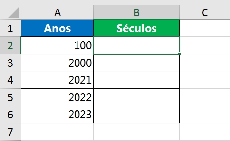 Calcular Séculos no Excel