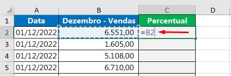 Calcular o Percentual no Excel, valor de venda