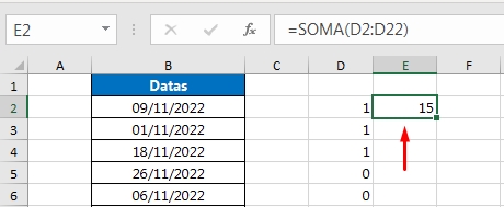 Contar Dias Úteis no Excel, resultado final
