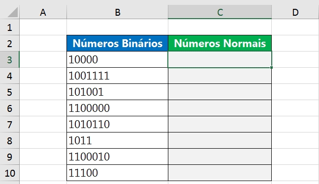 Função BINDEC no Excel