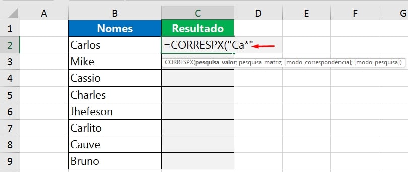 Função CORRESPX, pesquisa valor