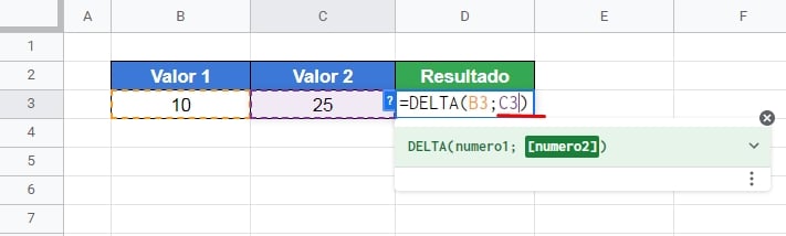 Função DELTA, sintaxe numero2