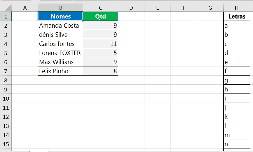 Letras Minúsculas no Excel