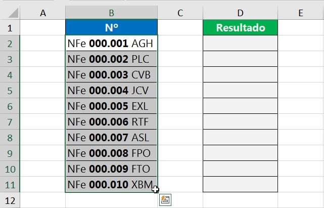 Extrair Números da NFe - Exemplo 02, seleção