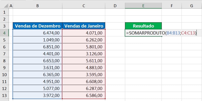 Multiplicação e Soma no Excel, somarproduto