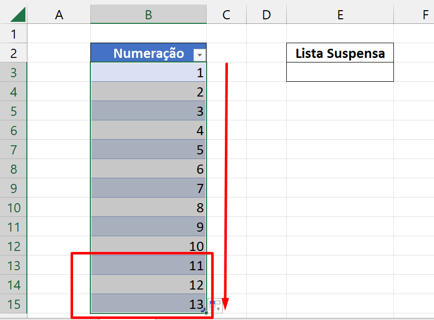 Função LINS do Excel, números