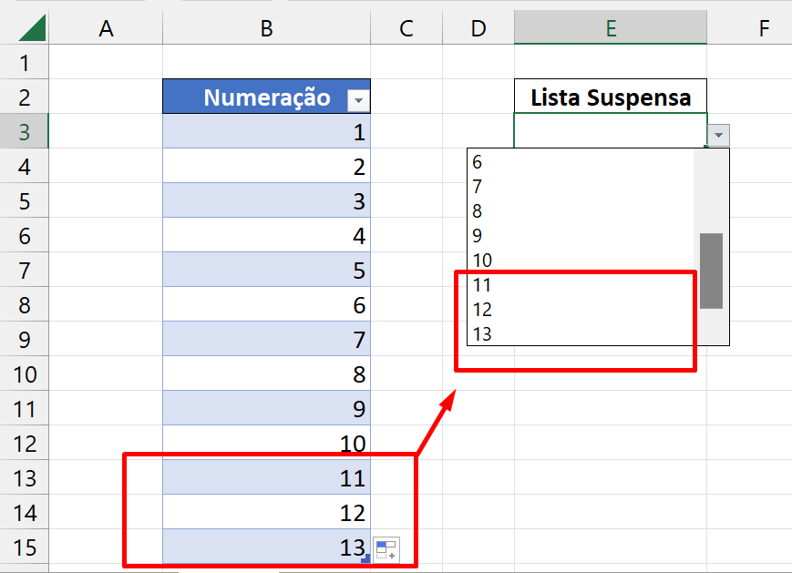 Função LINS do Excel, resultado 3