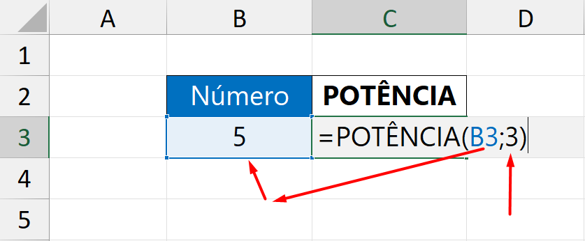 Funções Matemáticas no Excel, potência