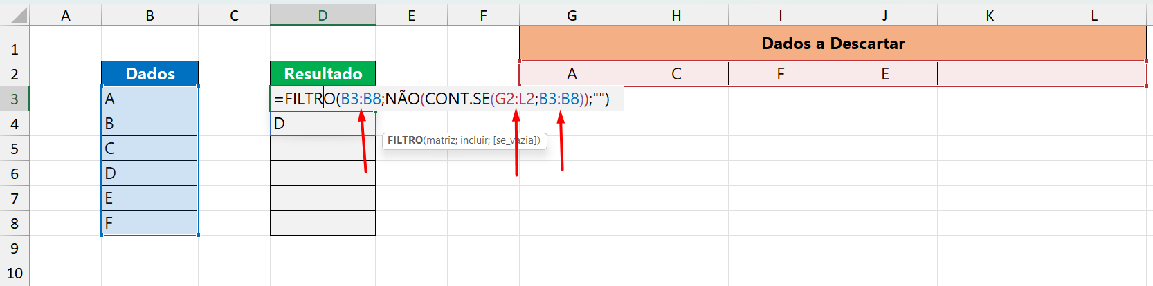 Ignorar Dados no Excel, intervalos