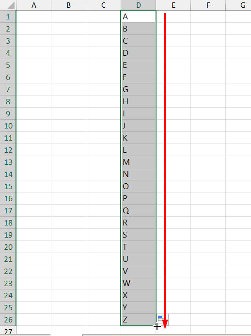 Alfabeto no Autopreenchimento do Excel