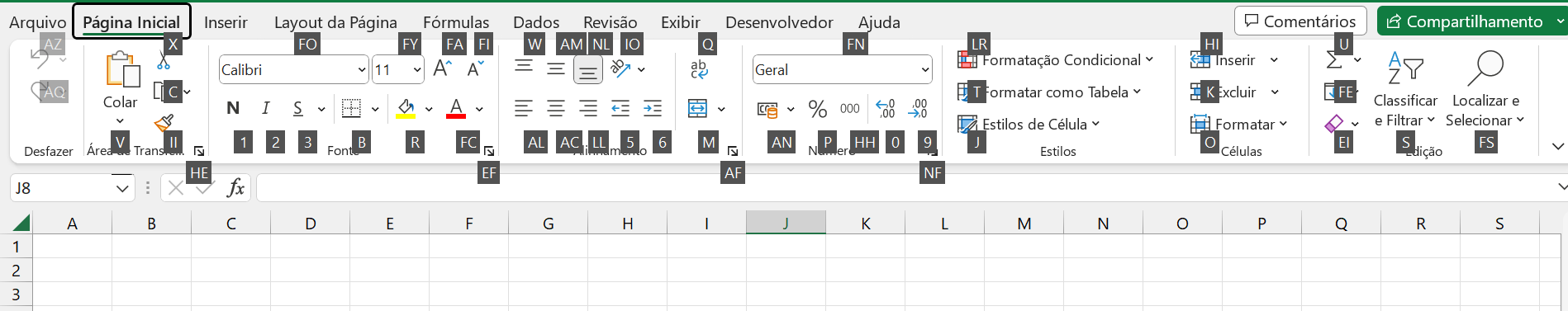 Letras nas Guias do Excel, atalhos