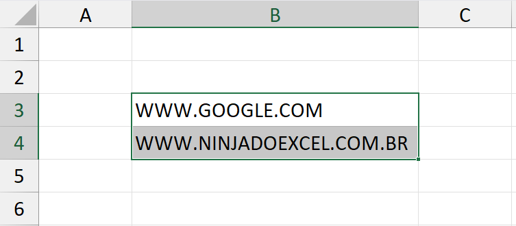 Remover Hiperlinks no Excel, resultado 2