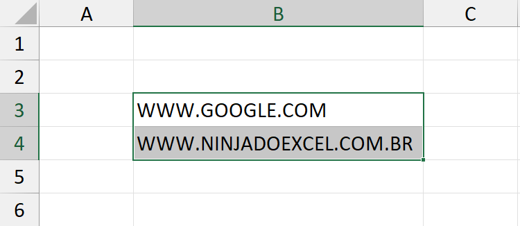 Remover Hiperlinks no Excel, resultado
