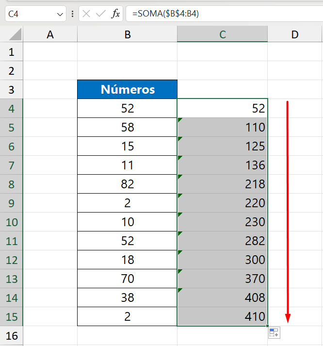 Travar Células no Excel, resultado