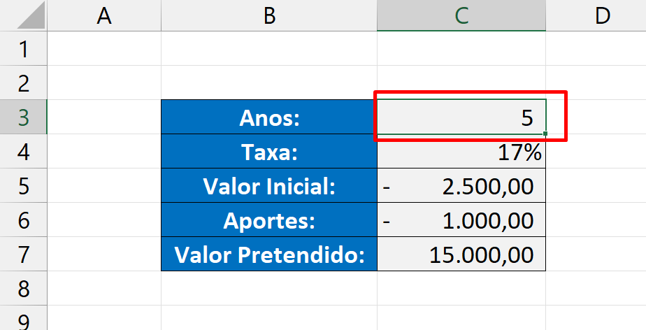 Atingir Meta no Excel, resultado da função INT
