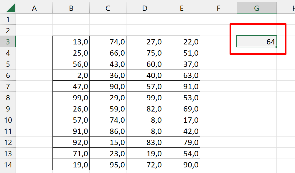Função TIPO no Excel, resultado