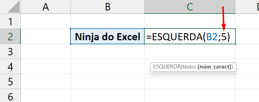 Funções de Texto do Excel, número de caracteres