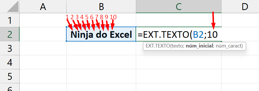 Funções de Texto do Excel, número inicial