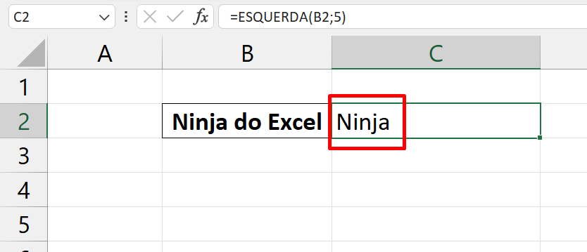 Funções de Texto do Excel, resultado função esquerda