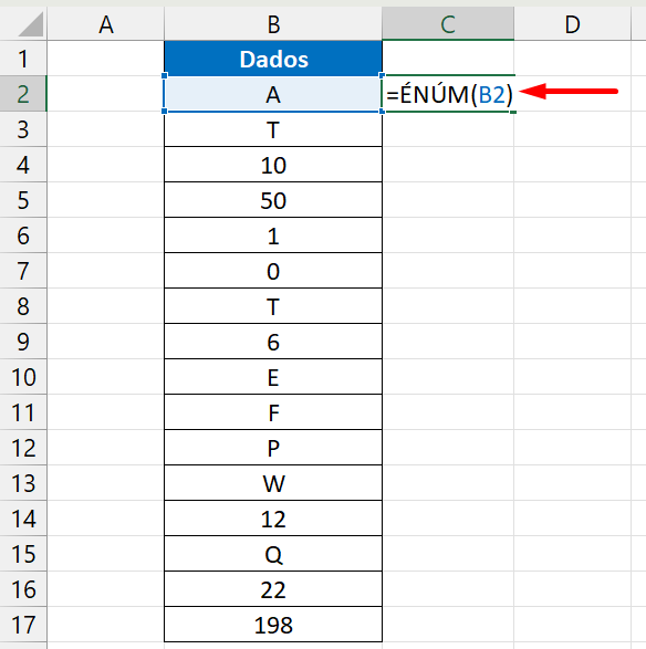 Identificar Números no Excel, ÉNÚM