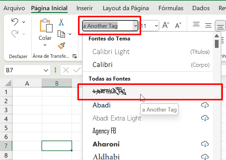 Instalar Novas Fontes no Microsoft Excel, nova fonte