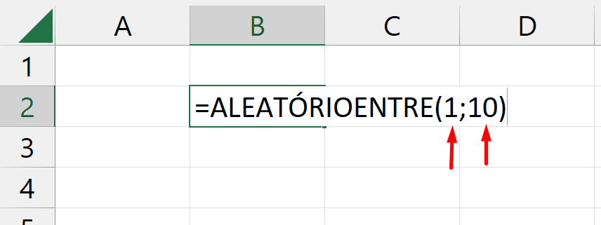 Números Aleatórios no Excel, aleatórioentre
